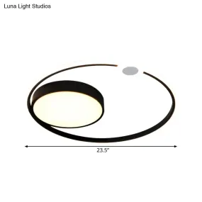 Contemporary Acrylic Flush Mount Ceiling Light - Black LED Fixture (16"/23.5" Width) - Warm/White Light