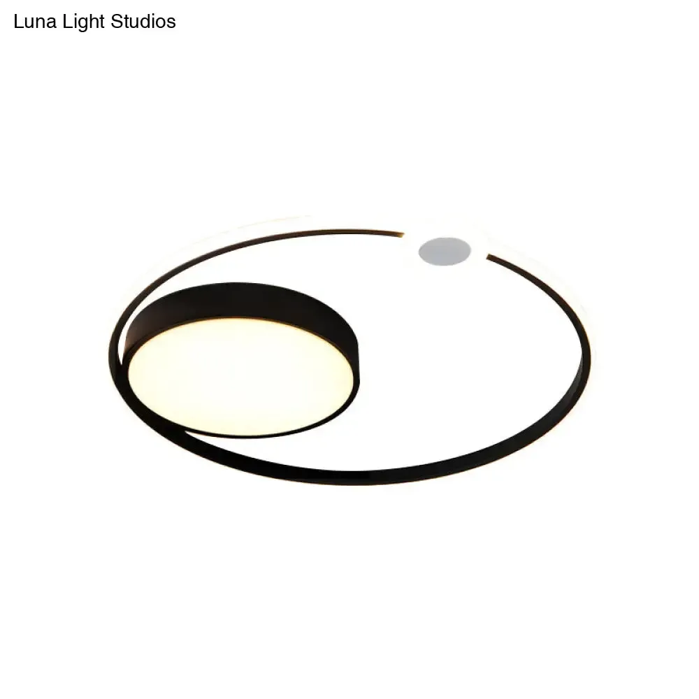 Contemporary Acrylic Flush Mount Ceiling Light - Black LED Fixture (16"/23.5" Width) - Warm/White Light