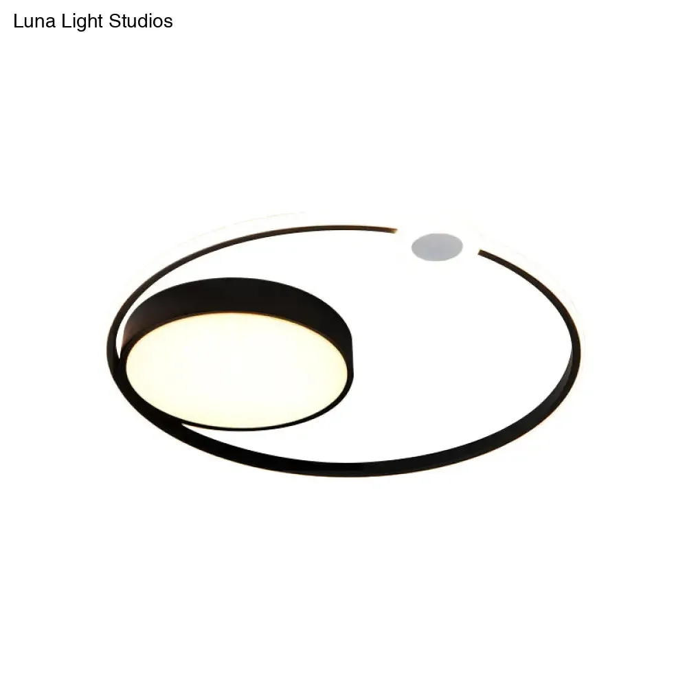 Contemporary Acrylic Flush Mount Ceiling Light - Black LED Fixture (16"/23.5" Width) - Warm/White Light