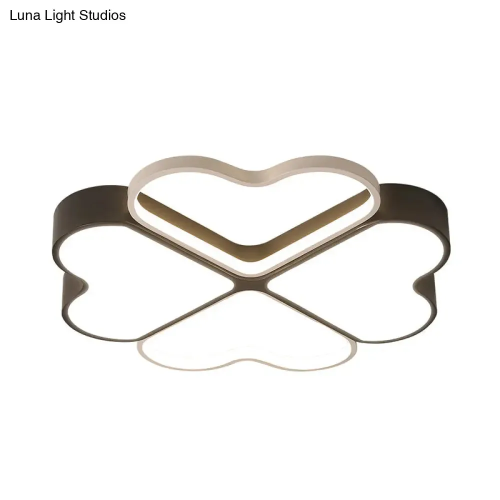 Contemporary Metal LED Black Flush Light Fixture for Bedroom - Clover Ceiling Mount