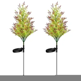 cozy Solar Christmas Tree Garden Stake Lights, Xmas Tree Solar Yard Landscape Path Lights, Outdoor Waterproof Christmas Pathway Lights for Christmas Decoration Pathway Garden Patio Yard Patio,30in E(2pcs colored light)