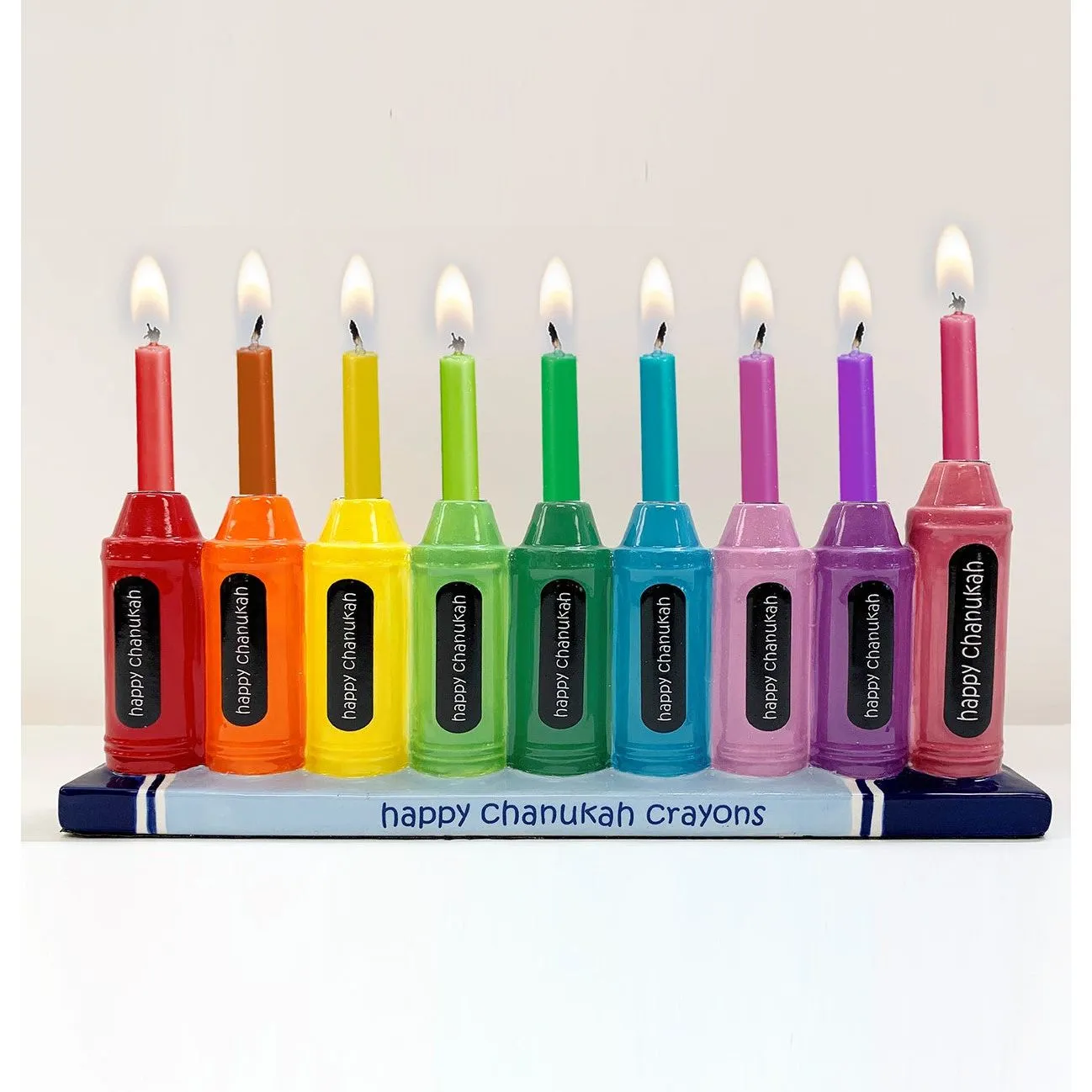 Crayons Hand Painted Ceramic Menorah
