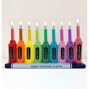 Crayons Hand Painted Ceramic Menorah