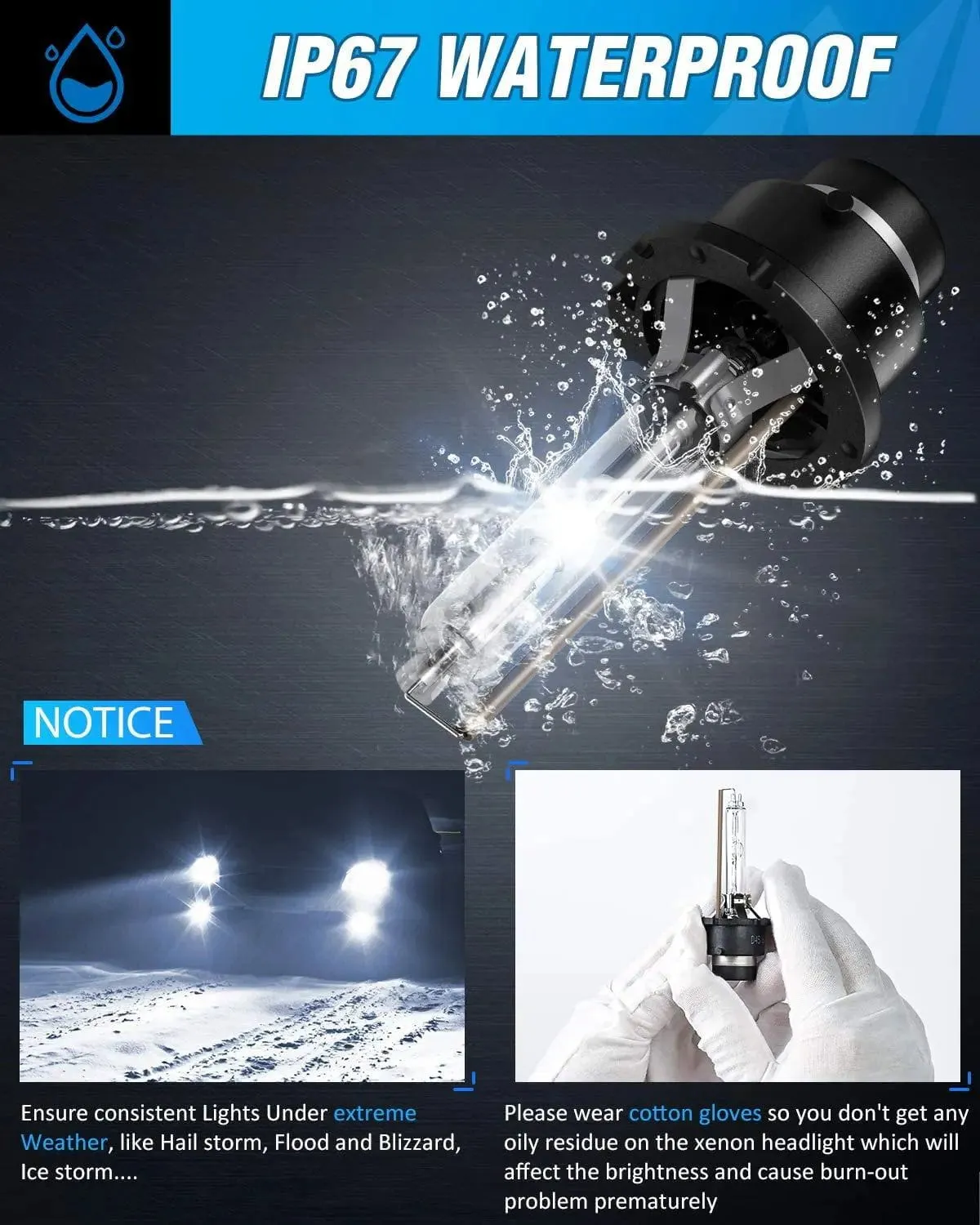 D4S 35W 6000K Diamond White Xenon HID Headlight Bulbs