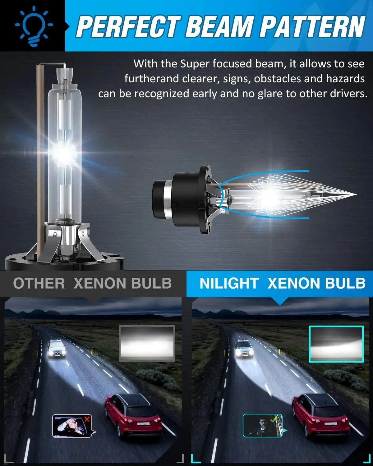 D4S 35W 6000K Diamond White Xenon HID Headlight Bulbs