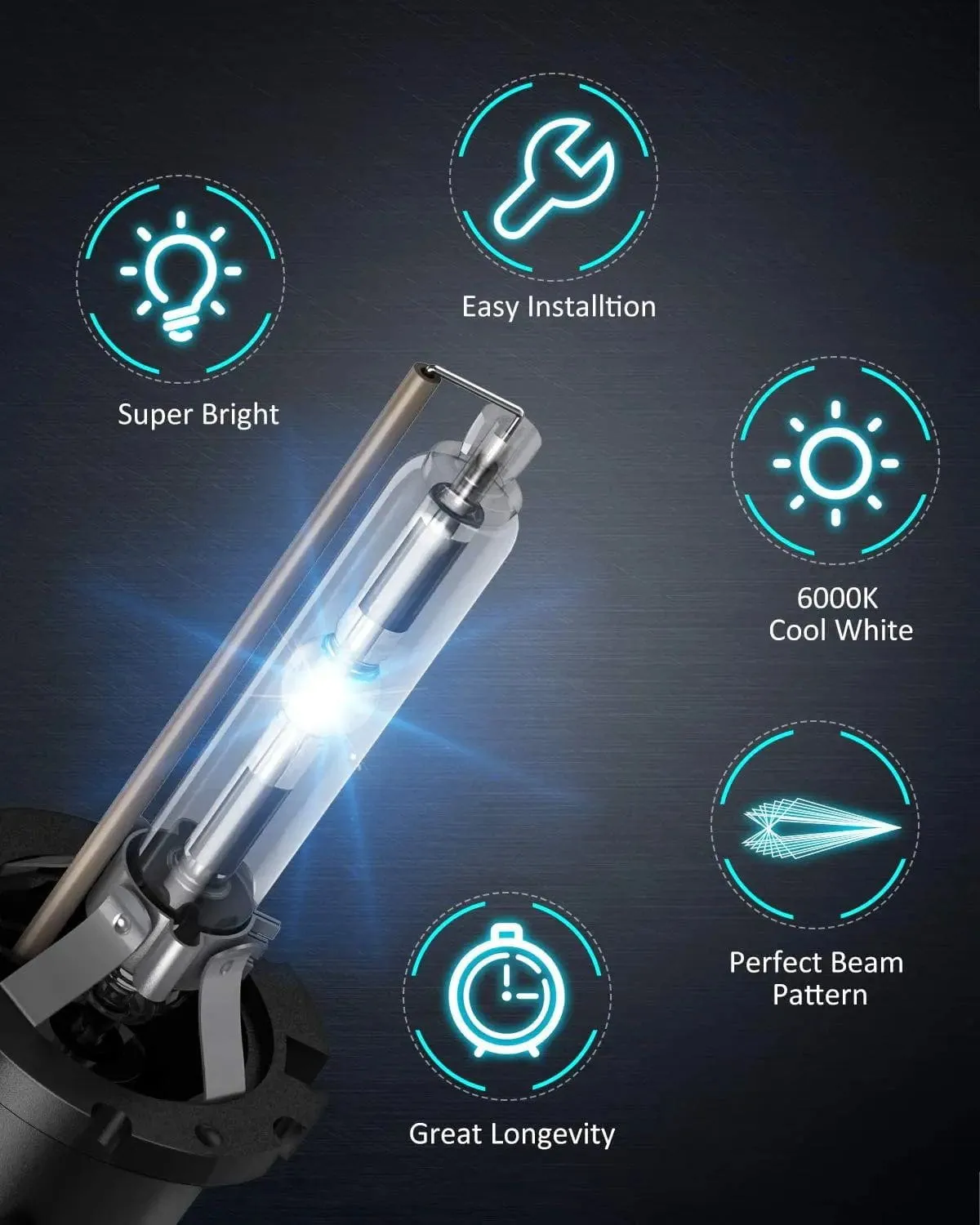 D4S 35W 6000K Diamond White Xenon HID Headlight Bulbs