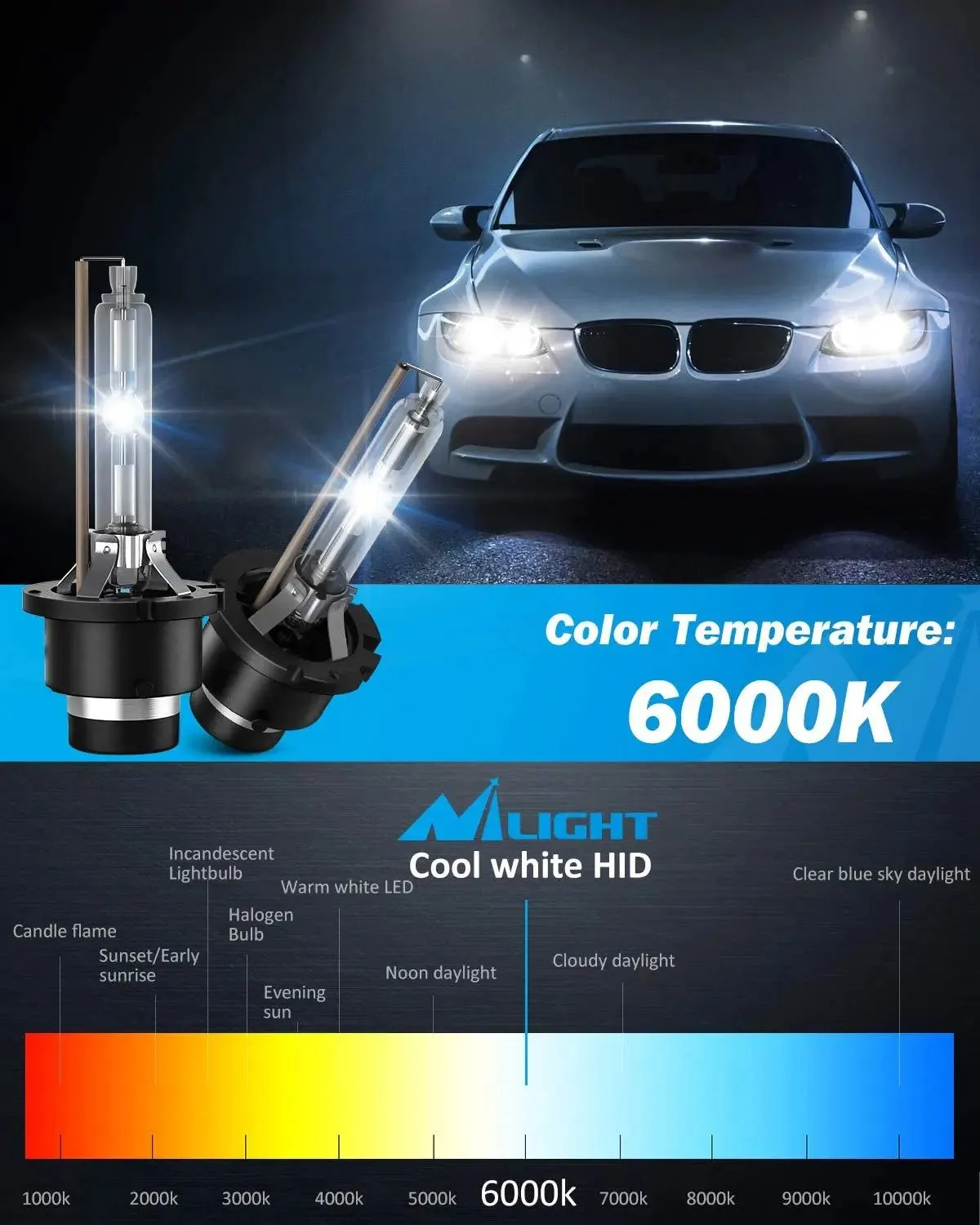D4S 35W 6000K Diamond White Xenon HID Headlight Bulbs