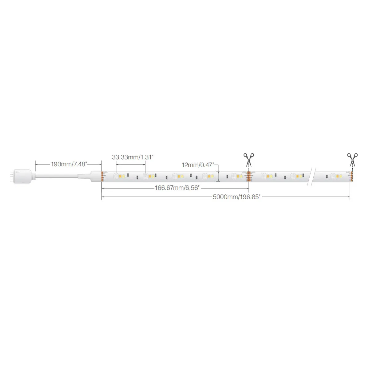 Dimension Plus LED Smart Tape Light Kit, 16ft Reel, Color Changing RGB and Tunable White, 24V, Direct Wired Connection