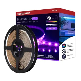 Dimension Pro LED Smart Tape Light Kit with Remote, 32ft Reel, Color Changing RGB and Tunable White, 24V, J-Box Connection
