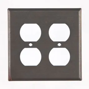 Double Outlet Cover Unpierced in Kettle Black