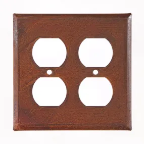 Double Outlet Cover Unpierced in Rustic Tin