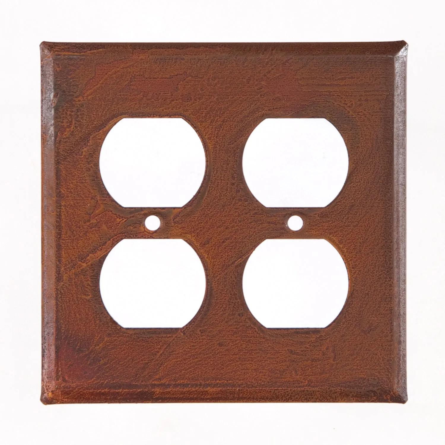 Double Outlet Cover Unpierced in Rustic Tin