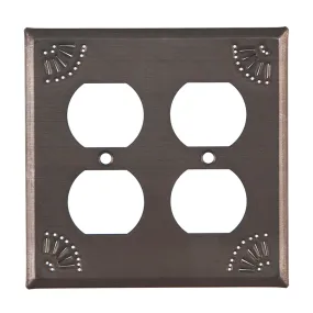 Double Outlet Cover with Chisel in Kettle Black