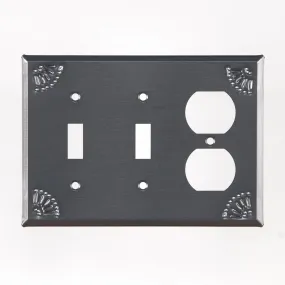 Double Switch and Outlet Cover with Chisel in Country Tin