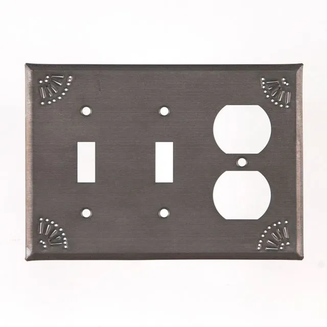 Double Switch and Outlet Cover with Chisel in Kettle Black