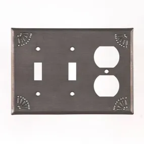 Double Switch and Outlet Cover with Chisel in Kettle Black