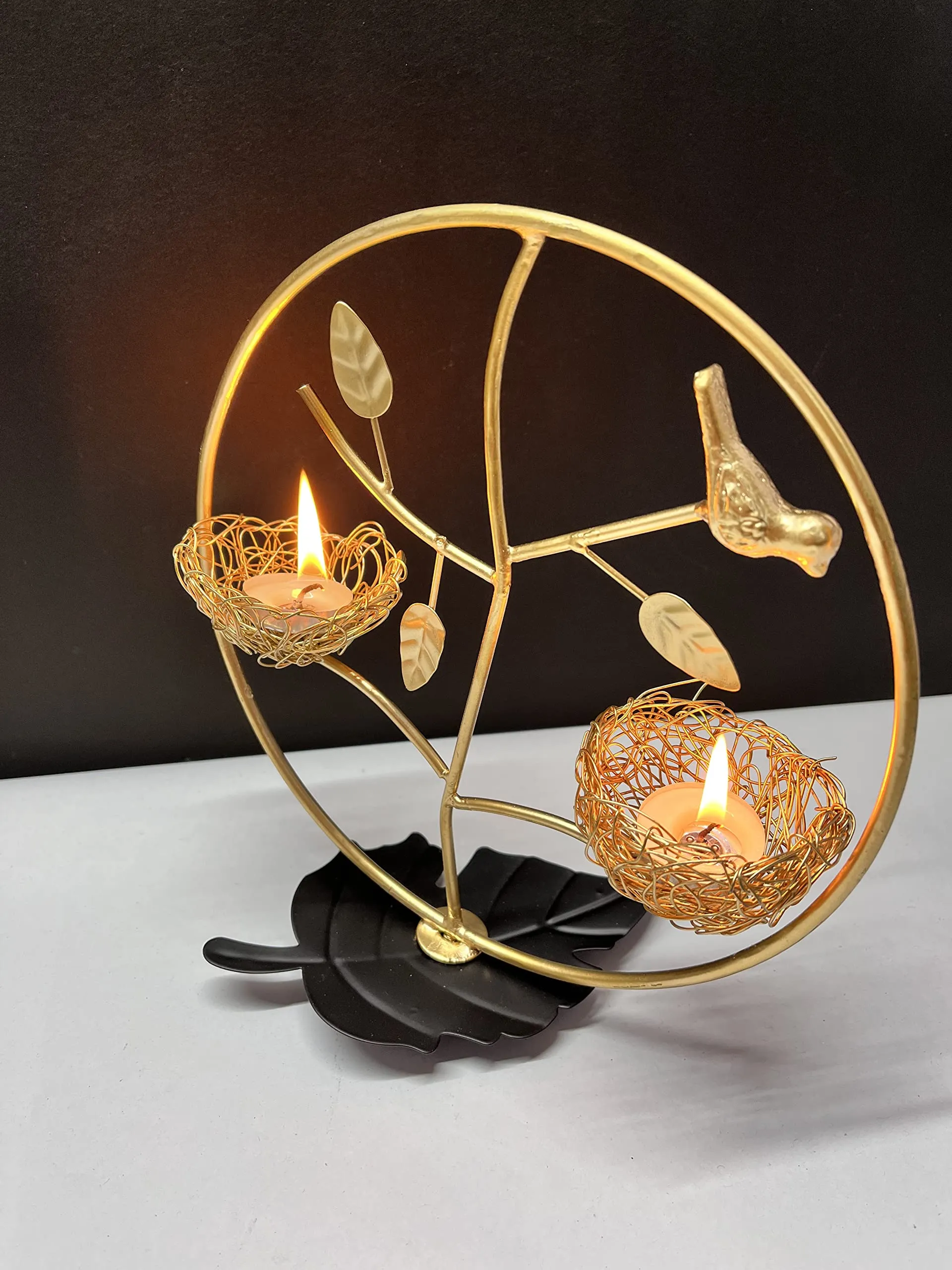 Dream Deco Tealight Candle Holder for Home Diwali Decoration Gift Items Iron Bird Tea Light Candle Holders Stand for Table Top Indoor Outdoor Decor