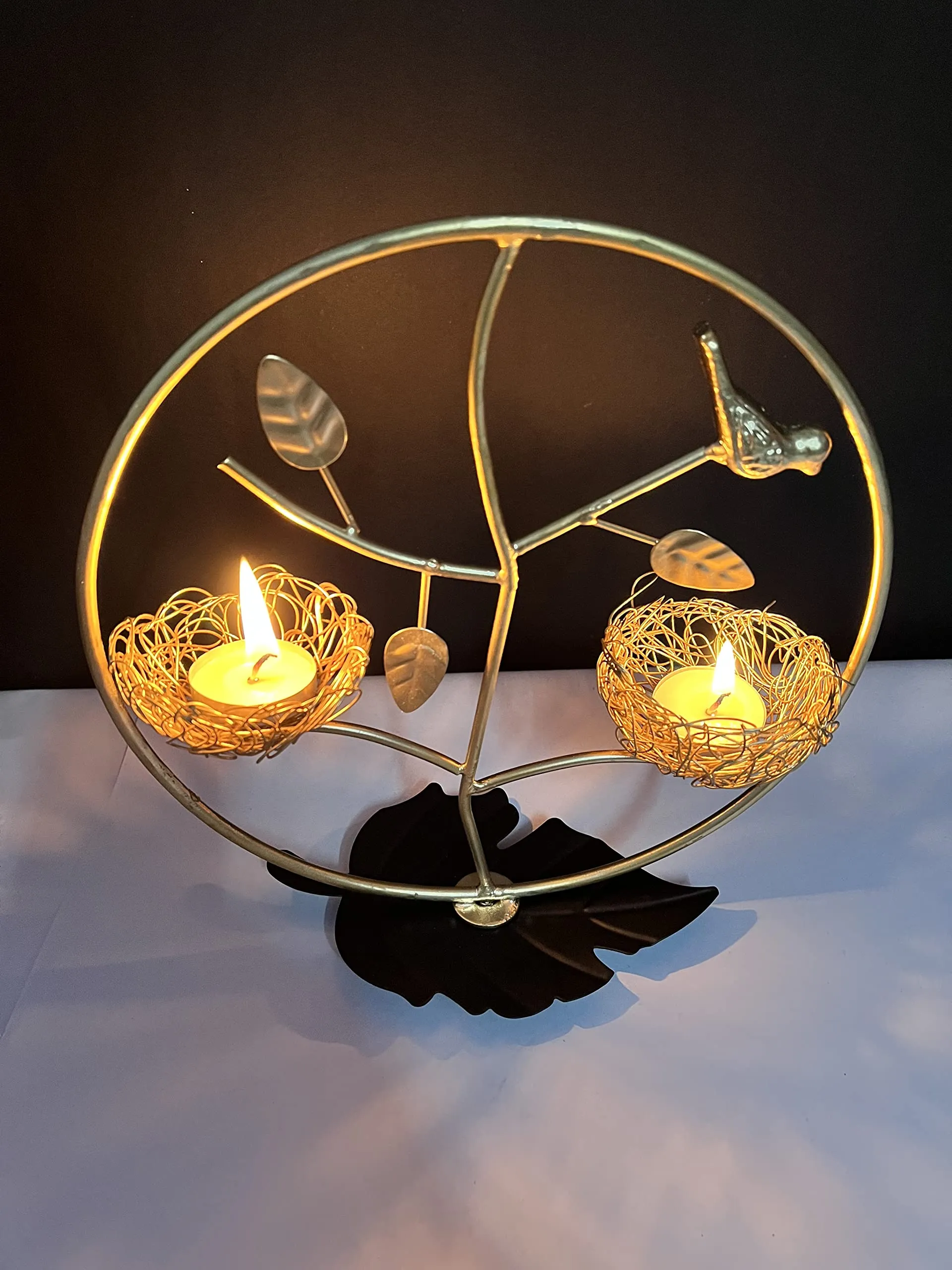 Dream Deco Tealight Candle Holder for Home Diwali Decoration Gift Items Iron Bird Tea Light Candle Holders Stand for Table Top Indoor Outdoor Decor