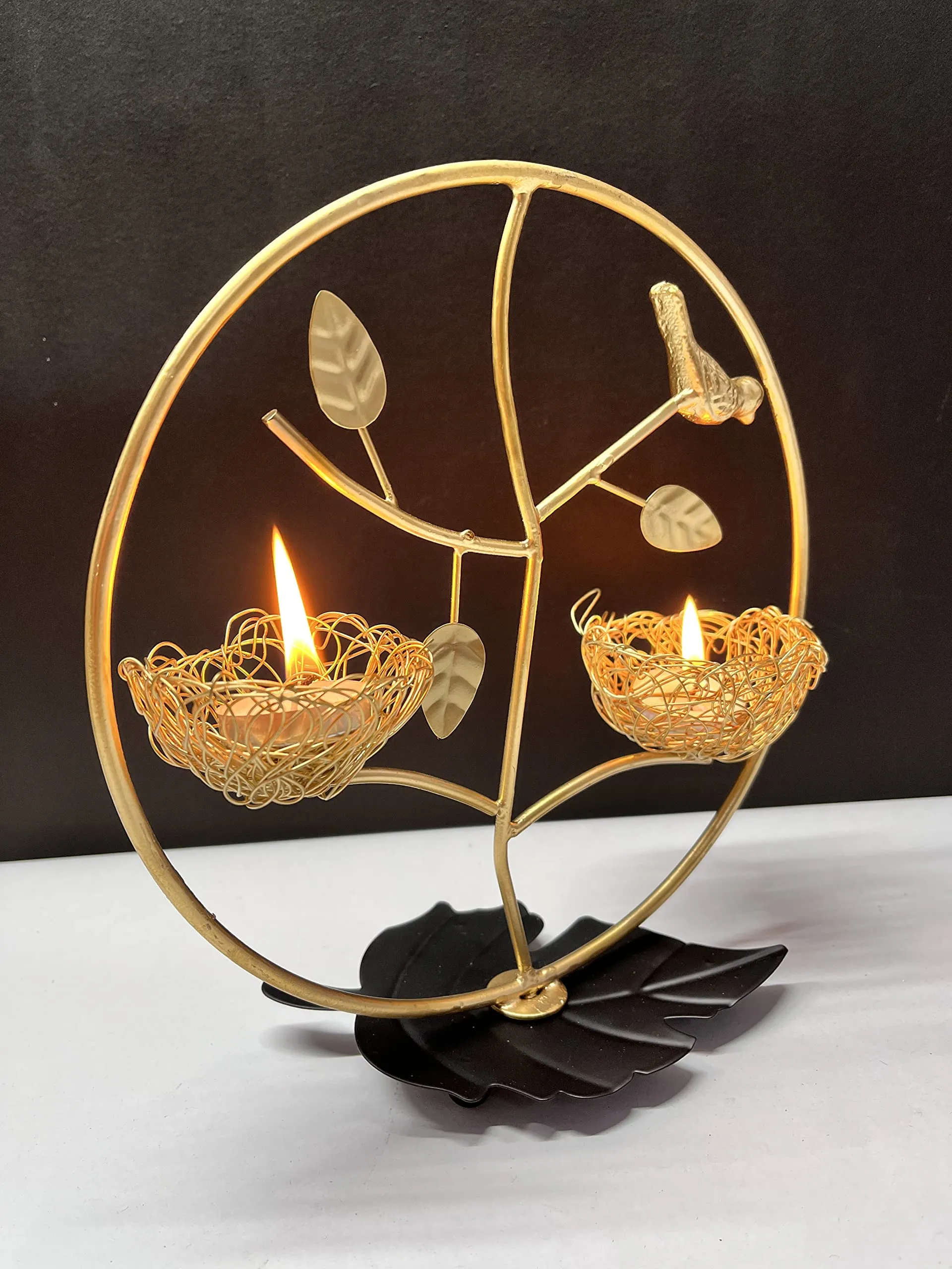 Dream Deco Tealight Candle Holder for Home Diwali Decoration Gift Items Iron Bird Tea Light Candle Holders Stand for Table Top Indoor Outdoor Decor