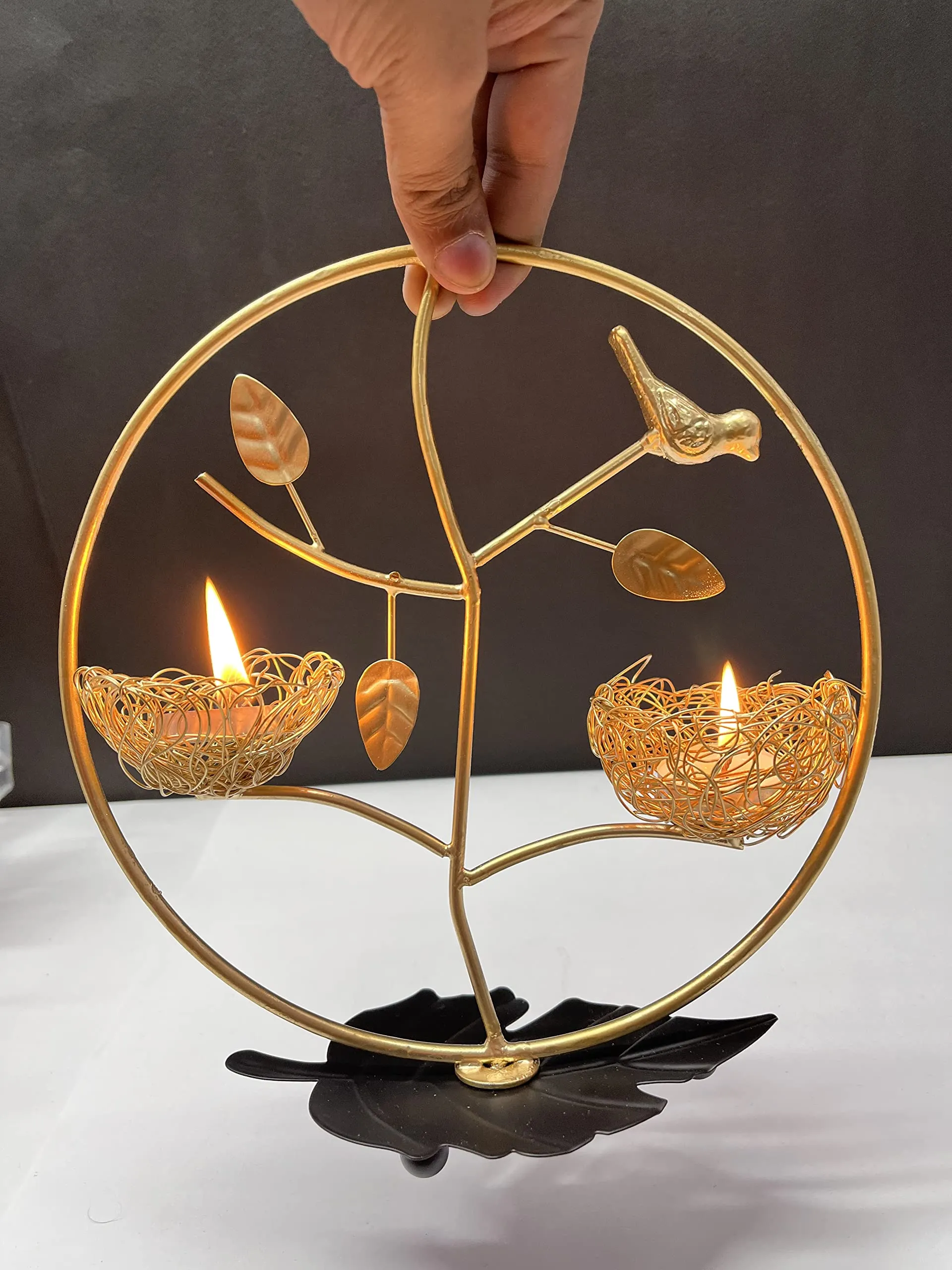 Dream Deco Tealight Candle Holder for Home Diwali Decoration Gift Items Iron Bird Tea Light Candle Holders Stand for Table Top Indoor Outdoor Decor