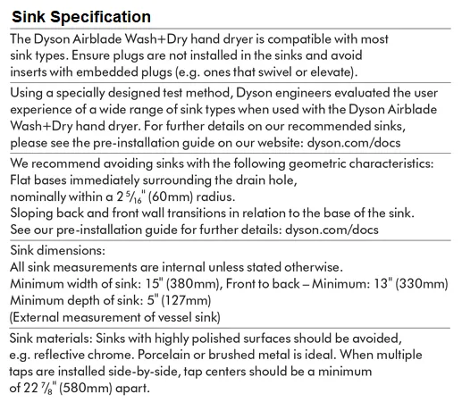 DYSON® Airblade™ WASH DRY WD04 SHORT Hand Dryer & Tap - Wash and Dry Hands at the Sink (SKU# 247659-01 / 247908-01)
