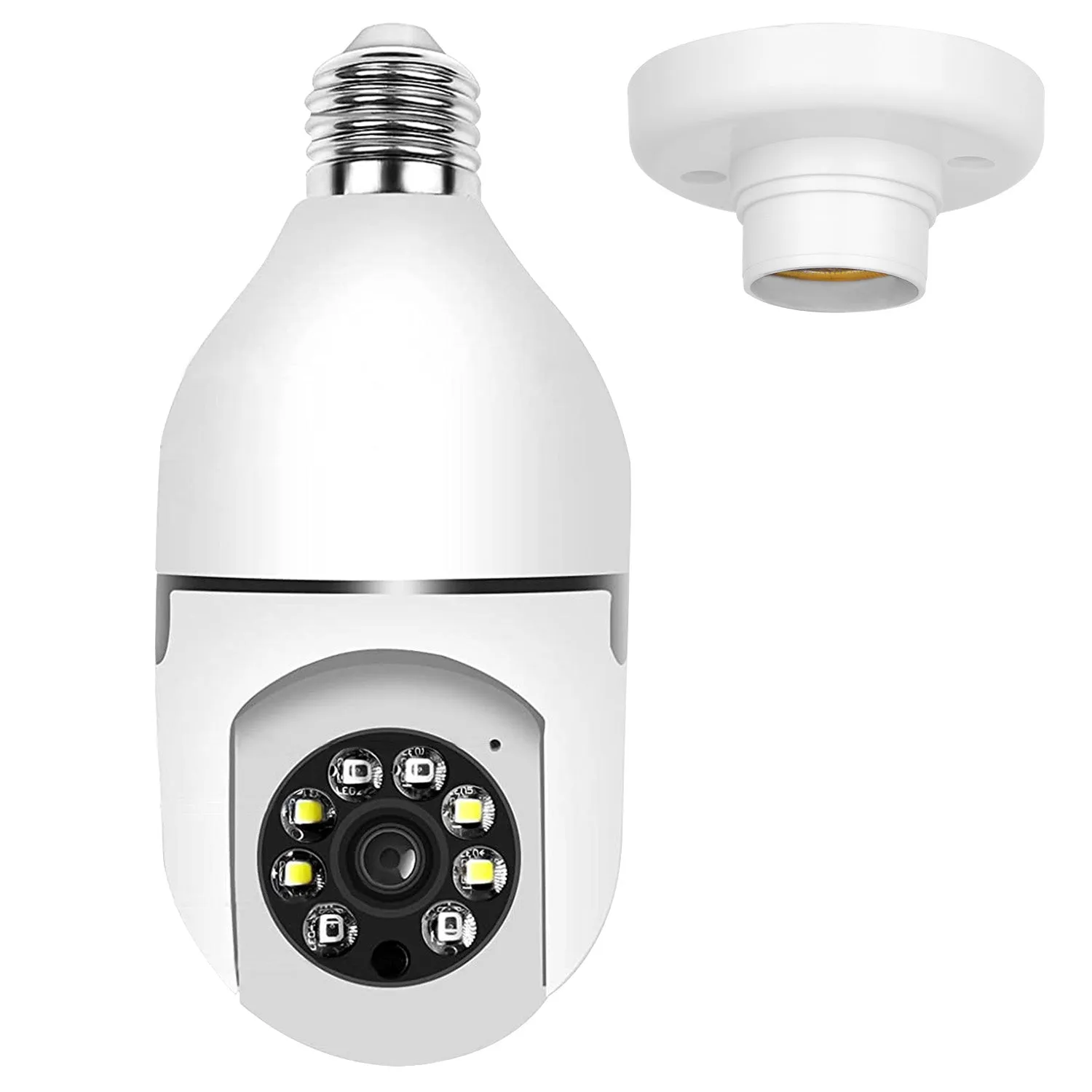 E27 WiFi Bulb Camera 1080P FHD WiFi IP Pan Tilt Security Surveillance Camera with Two-Way Audio Night Vision Motion Detection Function APP Control- Electronics