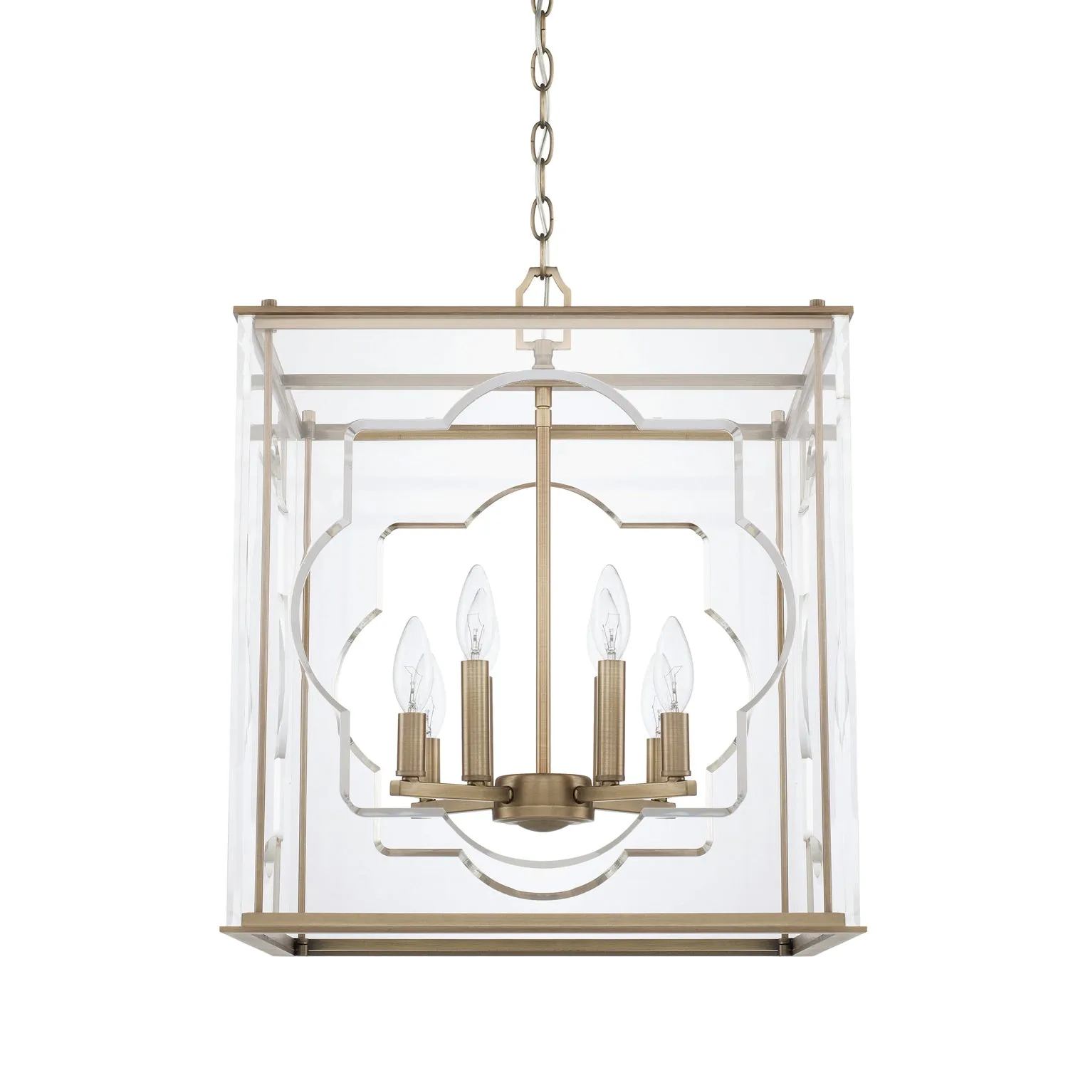 Eight Light Foyer Pendant from the Aria Collection in Aged Brass Finish by Capital Lighting