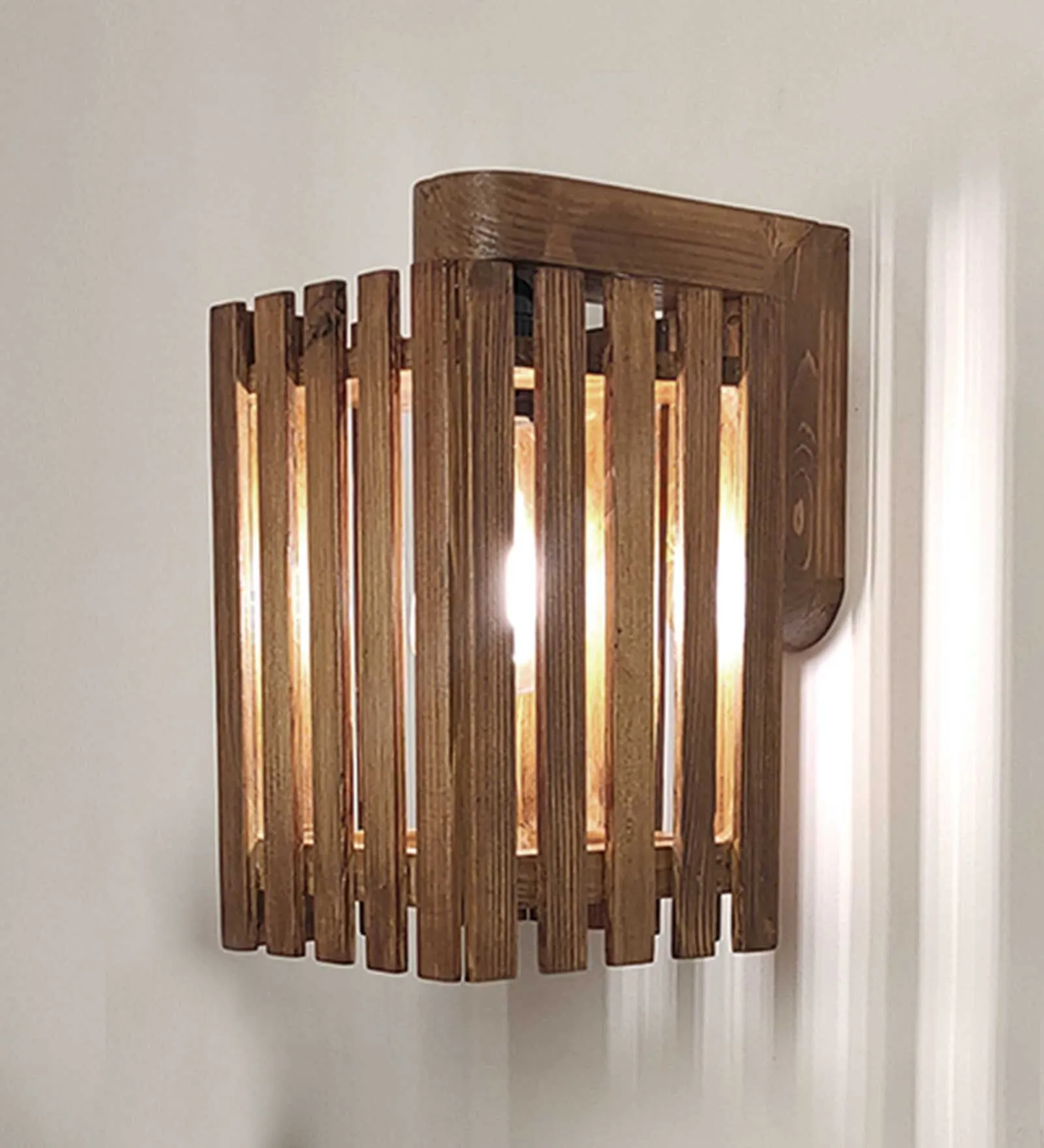 Elegant Brown Wooden Wall Light