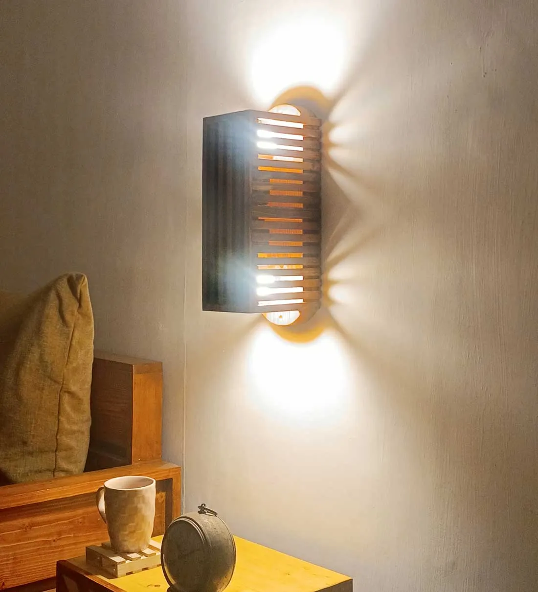 Elegant Lux Brown Wooden Wall Light