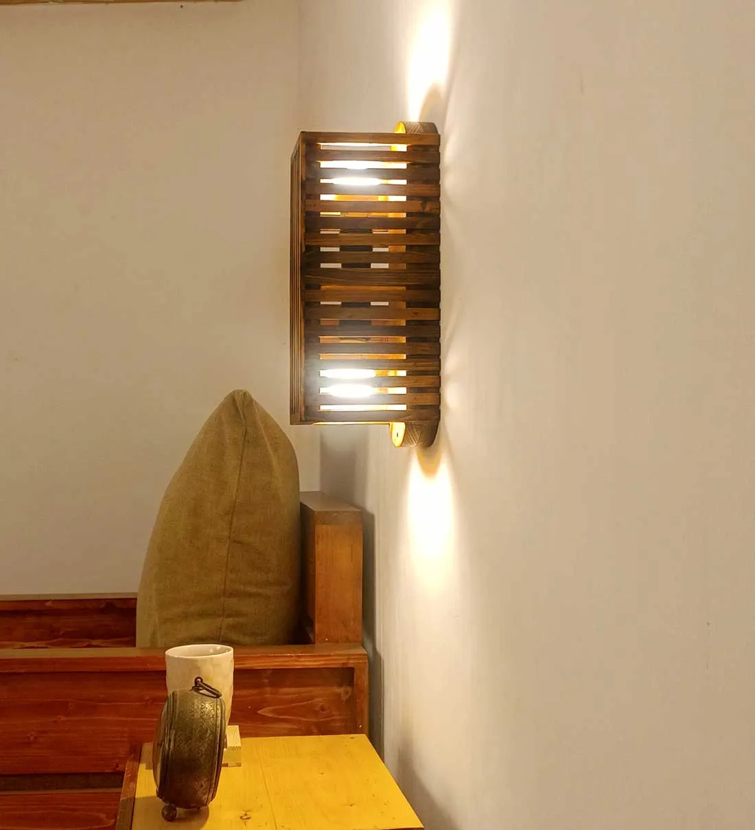 Elegant Lux Brown Wooden Wall Light