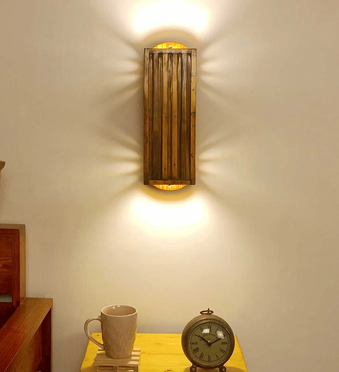 Elegant Lux Brown Wooden Wall Light