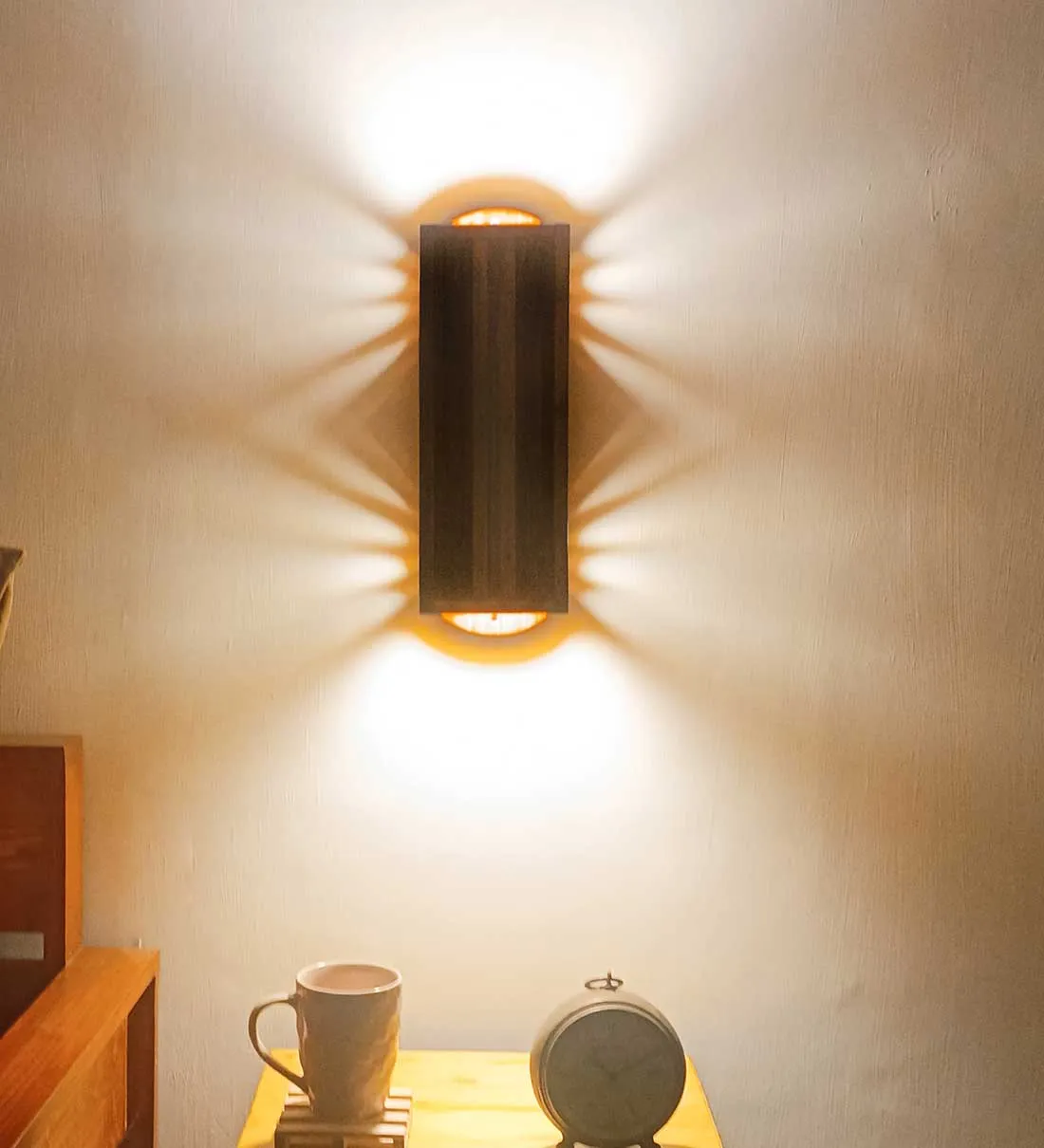 Elegant Lux Brown Wooden Wall Light