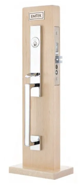 Emtek F20 Function Adelaide Mortise Handleset with Georgetown Glass Knob
