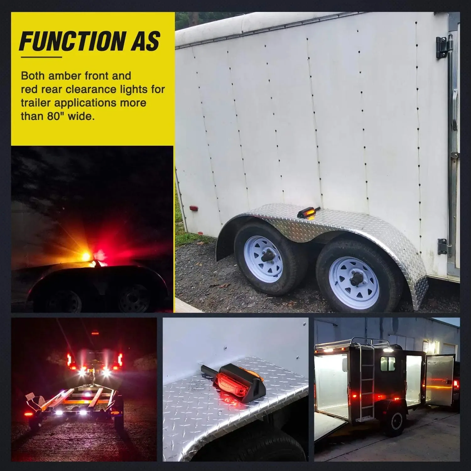 Enclosed Amber Red Trailer Fender Lights (Pair)