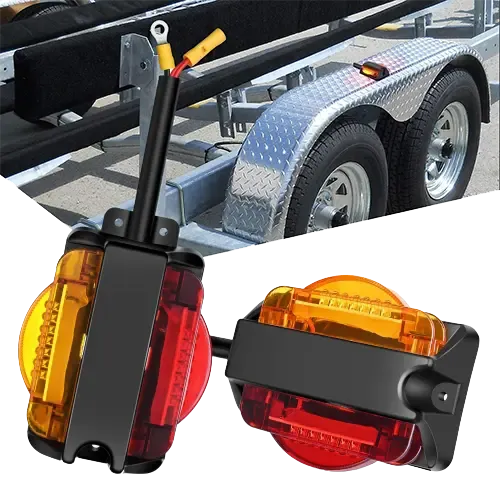 Enclosed Amber Red Trailer Fender Lights (Pair)