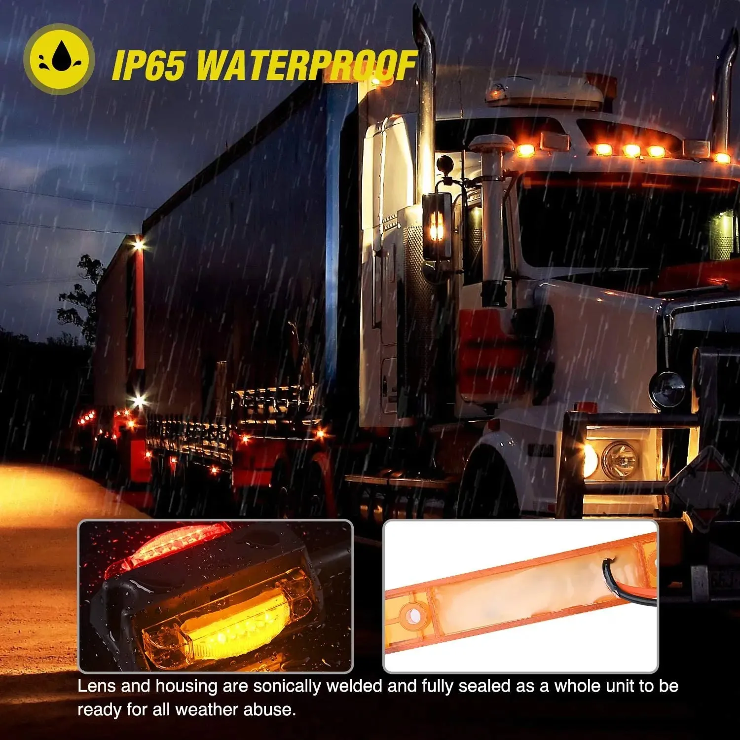 Enclosed Amber Red Trailer Fender Lights (Pair)