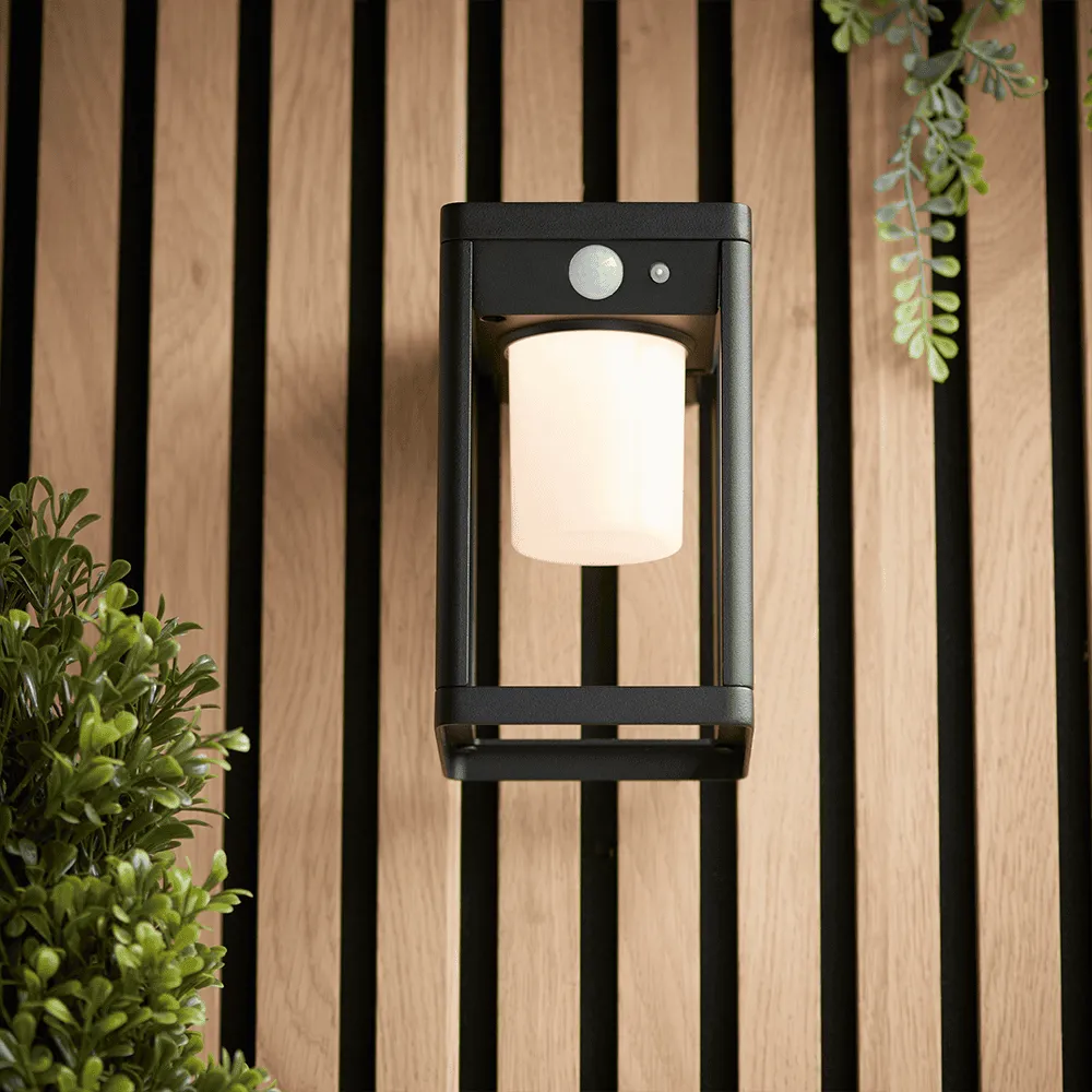 Endon Hallam Solar LED Wall Light in Black IP44