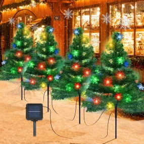 everyday Christmas Decorations Outdoor 4 Pack Solar Christmas Tree with 80pcs Multi-Color C6 Snowflake Led Lights 8 Lighting Modes Waterproof Pathway Lights for Outside Garden and Yard Patio 4 Snowflake Lights