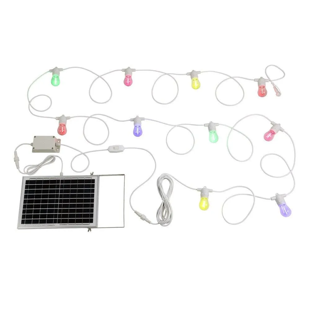 Festoon 2 Solar Kit 10Lt 2700k, Multi-Colour in Black, White