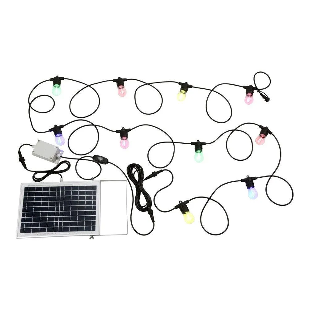 Festoon 2 Solar Kit 10Lt 2700k, Multi-Colour in Black, White
