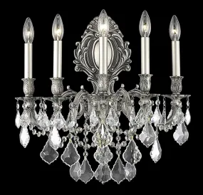 Five Light Wall Sconce from the Monarch Collection in Pewter Finish by Elegant Lighting