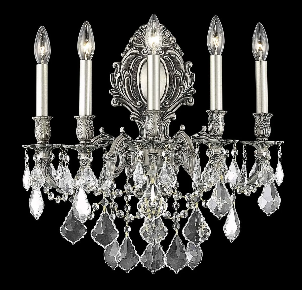 Five Light Wall Sconce from the Monarch Collection in Pewter Finish by Elegant Lighting