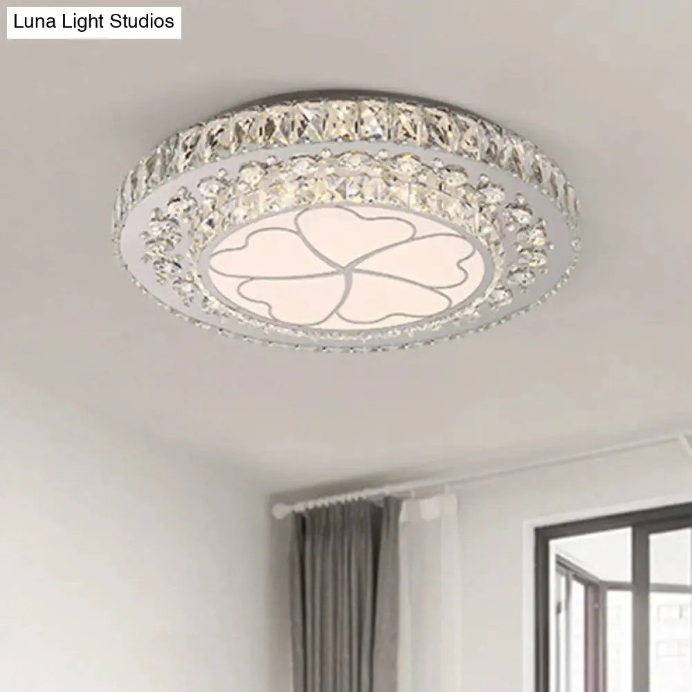Floral Crystal Suspension LED Pendant Light for Bedroom in Stainless Steel