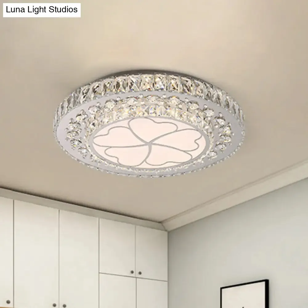 Floral Crystal Suspension LED Pendant Light for Bedroom in Stainless Steel