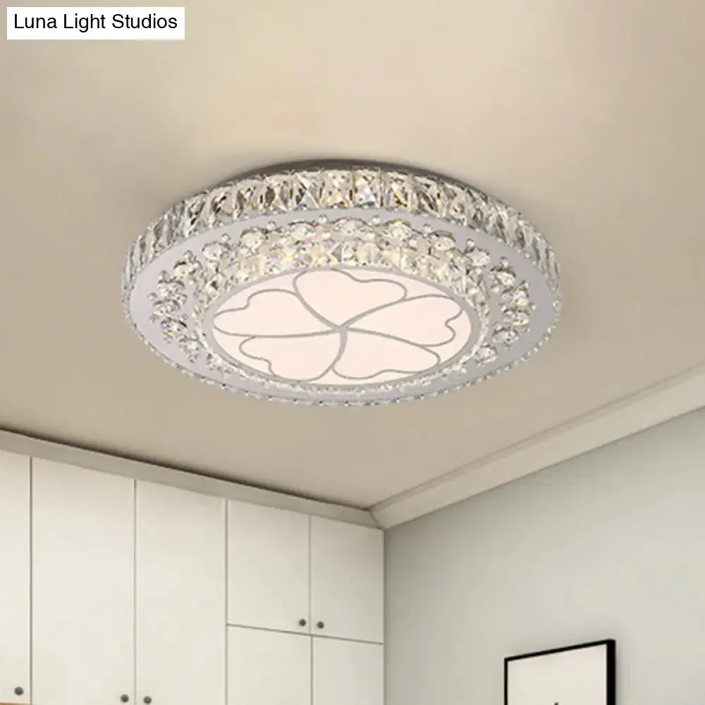 Floral Crystal Suspension LED Pendant Light for Bedroom in Stainless Steel