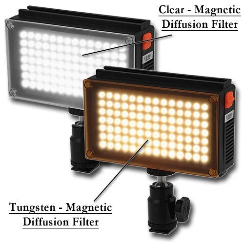 Fotodiox Pro LED-98A, Professional 98 LED Dimmable Photo/Video Light Kit with Removable Battery