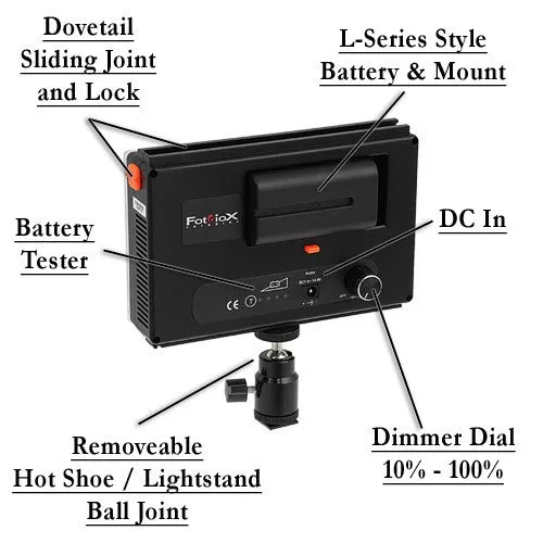 Fotodiox Pro LED-98A, Professional 98 LED Dimmable Photo/Video Light Kit with Removable Battery