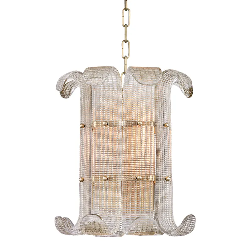Four Light Chandelier from the Brasher Collection in Aged Brass Finish by Hudson Valley
