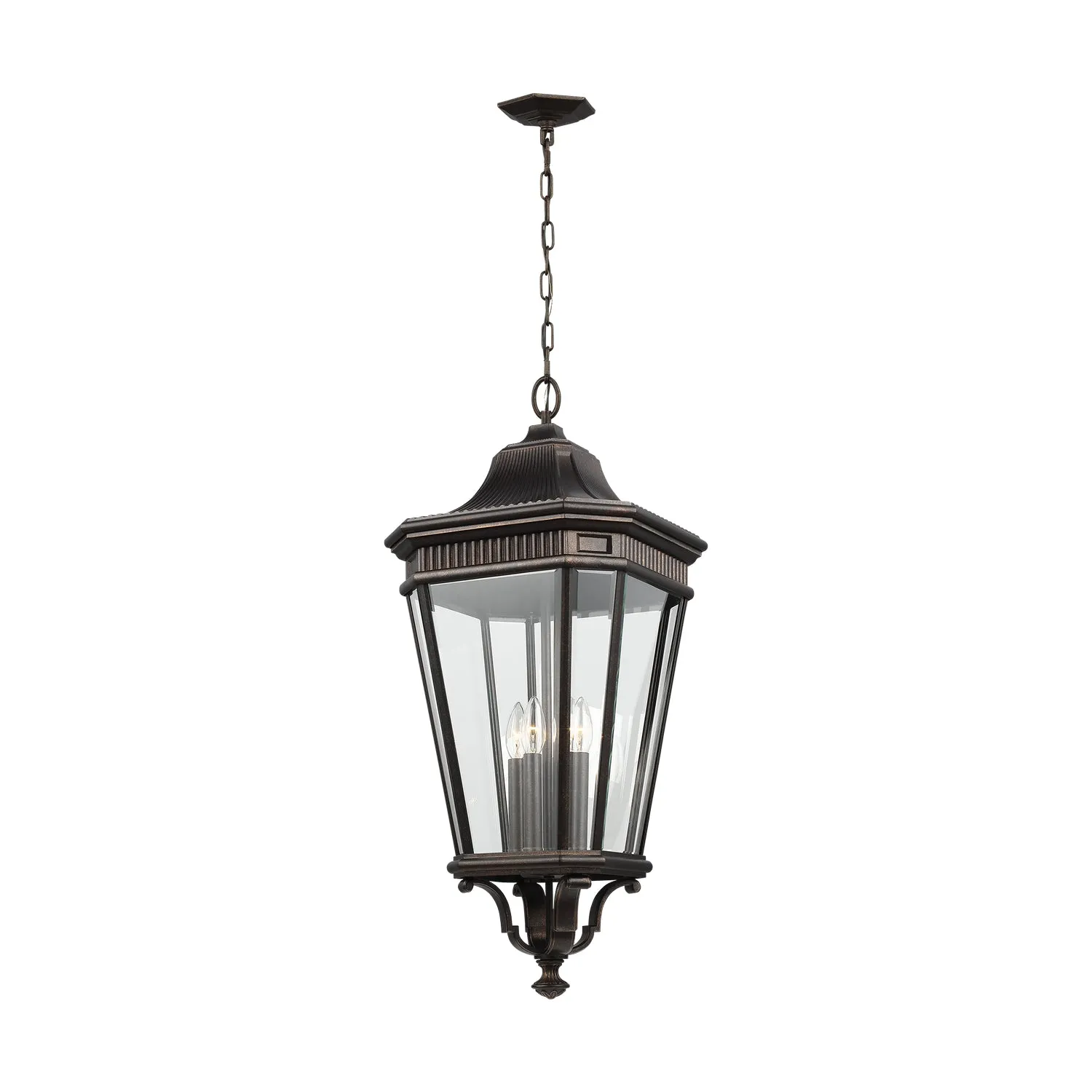 Four Light Hanging Lantern from the Cotswold Lane Collection in Grecian Bronze Finish by Generation Lighting