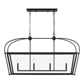 Four Light Linear Lantern from the Charleston Collection in Midnight Black Finish by Visual Comfort Studio